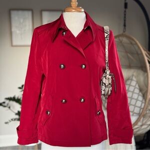 Charter Club Red Double Breasted Peacoat Jacket Size 10